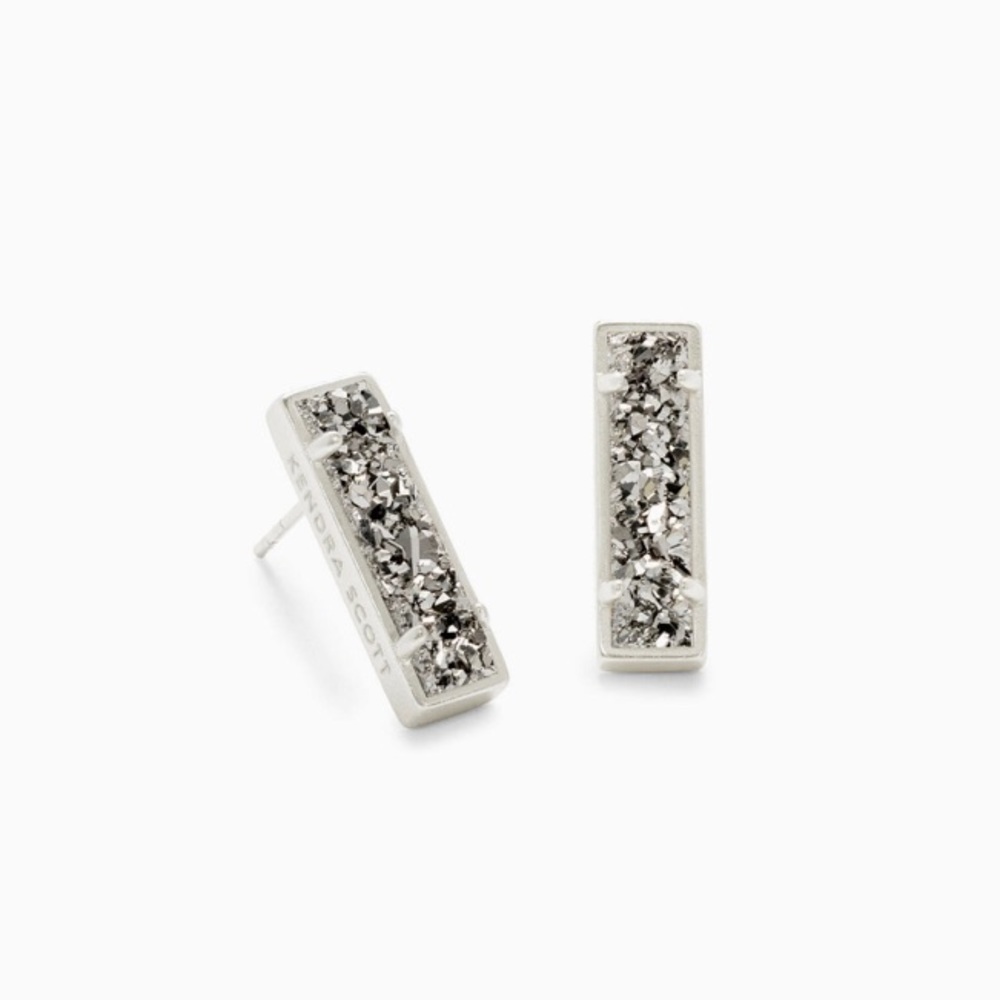 NEW Kendra Scott Lady Silver Platinum Drusy Studs